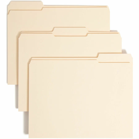 Smead 1/3 Tab Cut Letter Recycled Fastener Folder - 8 1/2" x 11" - 1 1/2" Expansion - 2 x 2B Fastener(s) - 1 1/2" for Folder - Top Tab Location - Assorted Tab Position - 14 pt. - 2 Plys - Manila - Reinforced Tab - 10% Recycled - 50 / Box