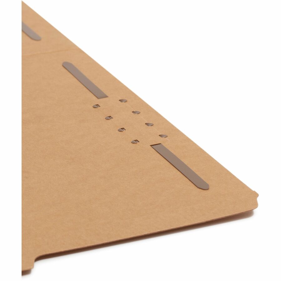 Smead 2/5 Tab Cut Letter Recycled Fastener Folder - 8 1/2" x 11" - 3/4" Expansion - 2 x 2K Fastener(s) - 2" for Folder - Top Tab Location - Right of Center Tab Position - 11 pt. - 2 Plys - Kraft - Reinforced Tab - 10% Recycled - 50 / Box