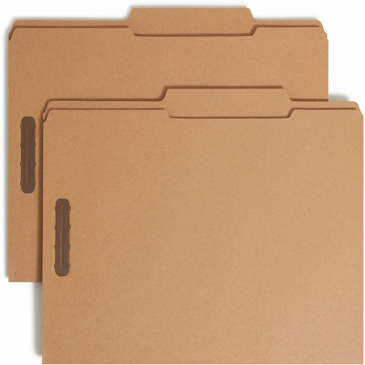 Smead 2/5 Tab Cut Letter Recycled Fastener Folder - 8 1/2" x 11" - 3/4" Expansion - 2 x 2K Fastener(s) - 2" for Folder - Top Tab Location - Right of Center Tab Position - 11 pt. - 2 Plys - Kraft - Reinforced Tab - 10% Recycled - 50 / Box