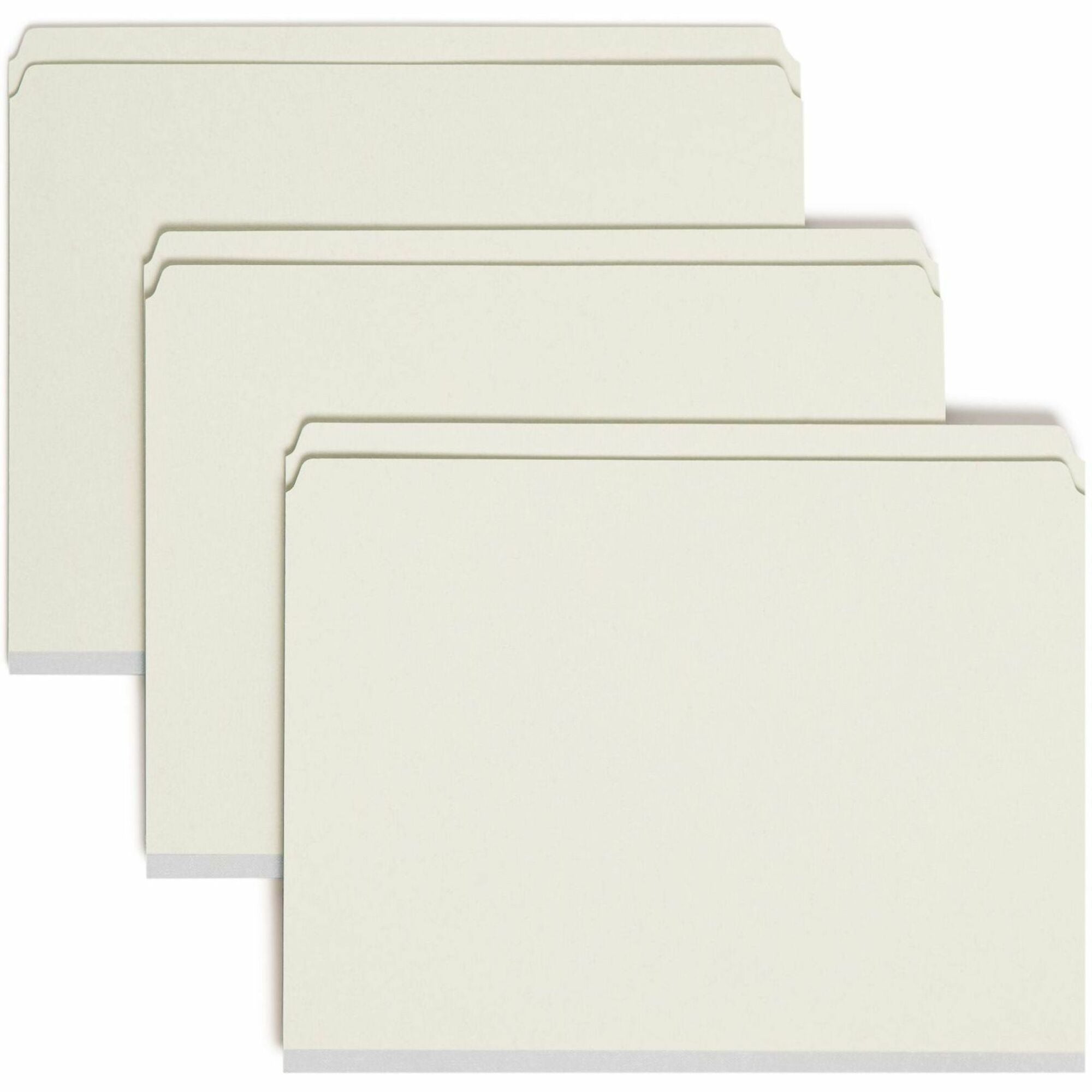Smead Straight Tab Cut Letter Recycled Fastener Folder - 8 1/2" x 11" - 2" Expansion - 2 x 2S Fastener(s) - 2" for Folder - 25 pt. - Pressboard - Gray/Green - 100% Recycled - 25 / Box