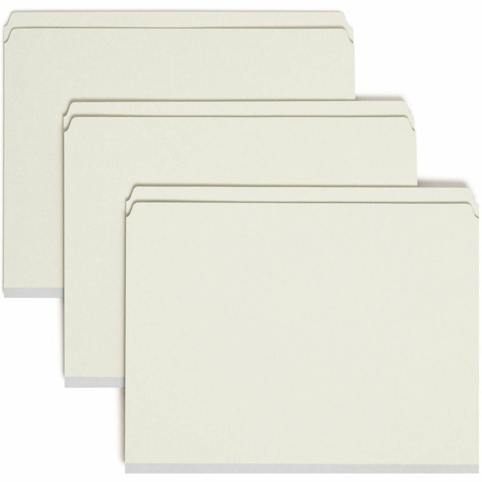 Smead Straight Tab Cut Letter Recycled Fastener Folder - 8 1/2" x 11" - 2" Expansion - 2 x 2S Fastener(s) - 2" for Folder - 25 pt. - Pressboard - Gray/Green - 100% Recycled - 25 / Box