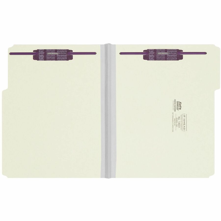 Smead 1/3 Tab Cut Letter Recycled Fastener Folder - 8 1/2" x 11" - 1" Expansion - 2 x 2S Fastener(s) - 2" for Folder - Top Tab Location - Assorted Tab Position - 25 pt. - Pressboard - Gray, Green - 100% Recycled - 25 / Box