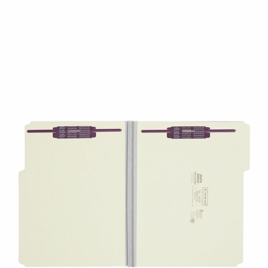 Smead 1/3 Tab Cut Letter Recycled Fastener Folder - 8 1/2" x 11" - 2" Expansion - 2 x 2S Fastener(s) - 2" for Folder - Top Tab Location - Assorted Tab Position - 25 pt. - Pressboard - Gray/Green - 100% Recycled - 25 / Box