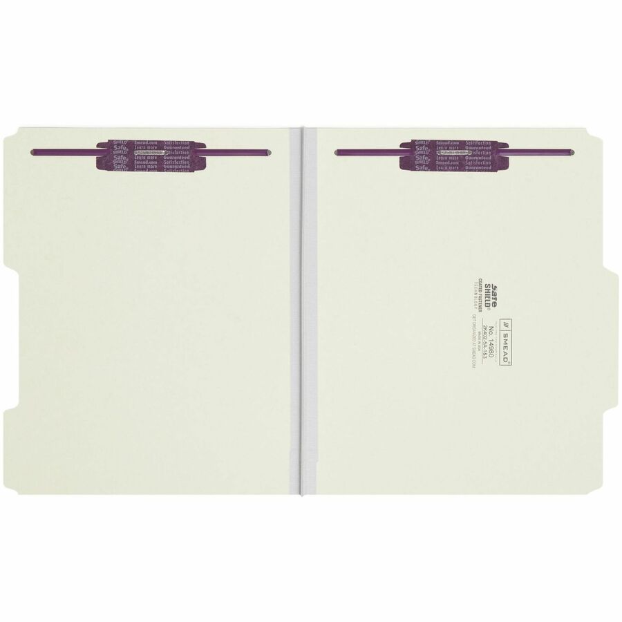 Smead 2/5 Tab Cut Letter Recycled Fastener Folder - 8 1/2" x 11" - 1" Expansion - 2 x 2S Fastener(s) - 2" for Folder - Top Tab Location - Right of Center Tab Position - 25 pt. - Pressboard - Gray, Green - 100% Recycled - 25 / Box
