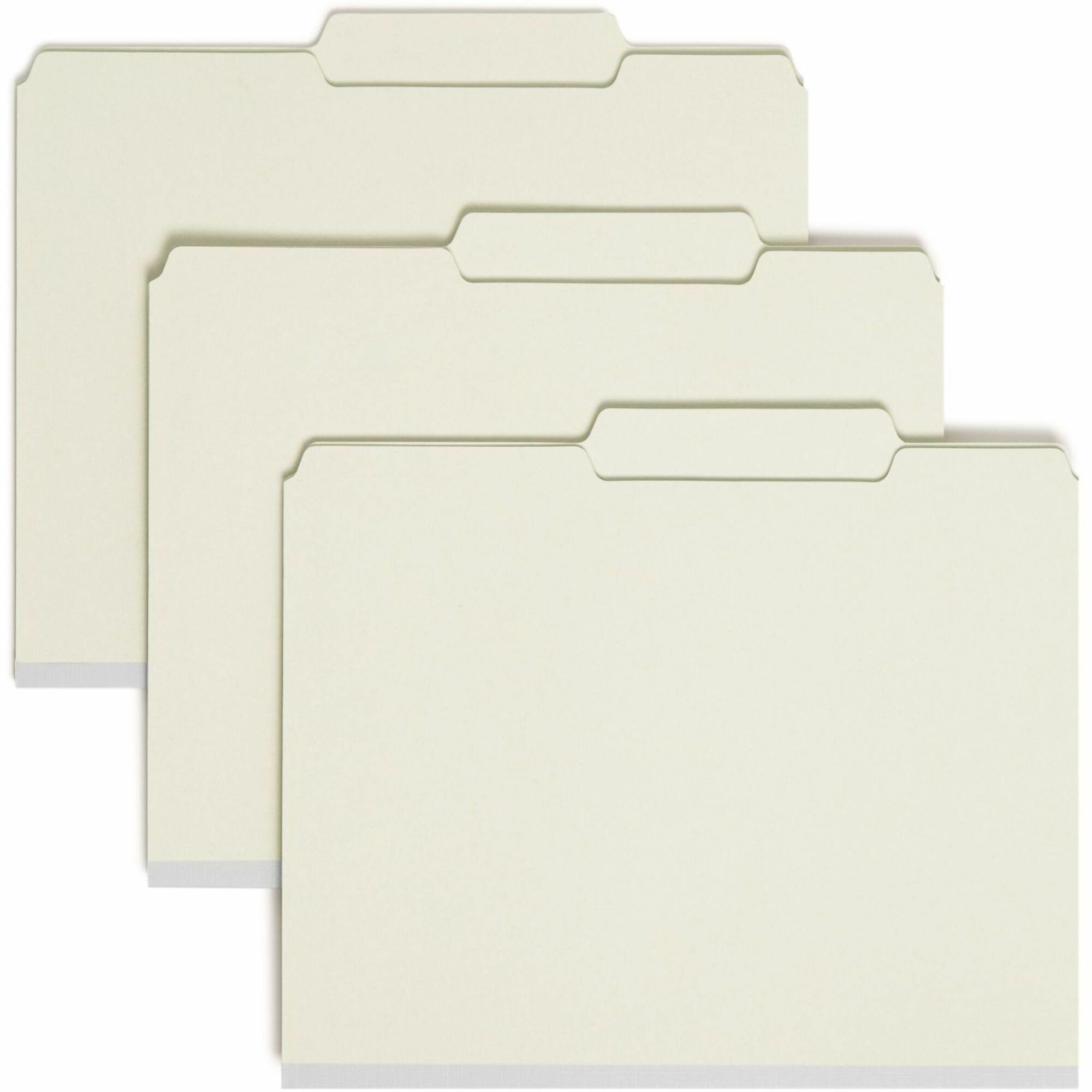 Smead 2/5 Tab Cut Letter Recycled Fastener Folder - 8 1/2" x 11" - 1" Expansion - 2 x 2S Fastener(s) - 2" for Folder - Top Tab Location - Right of Center Tab Position - 25 pt. - Pressboard - Gray, Green - 100% Recycled - 25 / Box