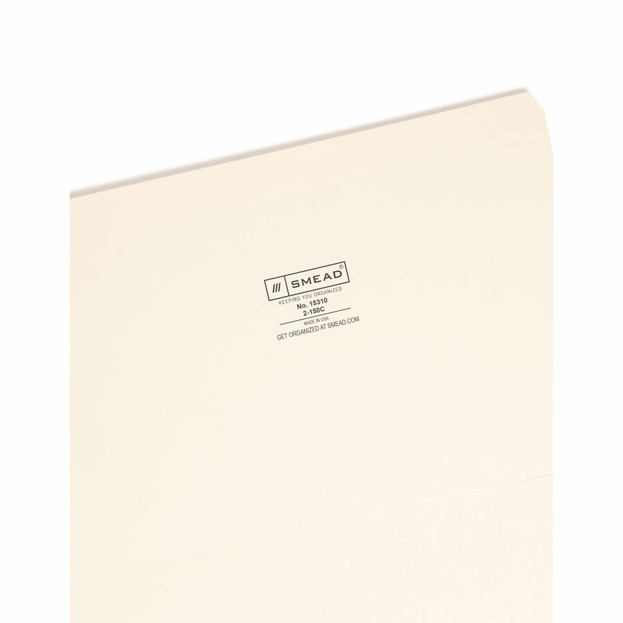 Smead Straight Tab Cut Legal Recycled Top Tab File Folder - 8 1/2" x 14" - 3/4" Expansion - 11 pt. - 2 Plys - Manila - Rounded Corner, Durable, Reinforced Tab - 10% Recycled - 100 / Box