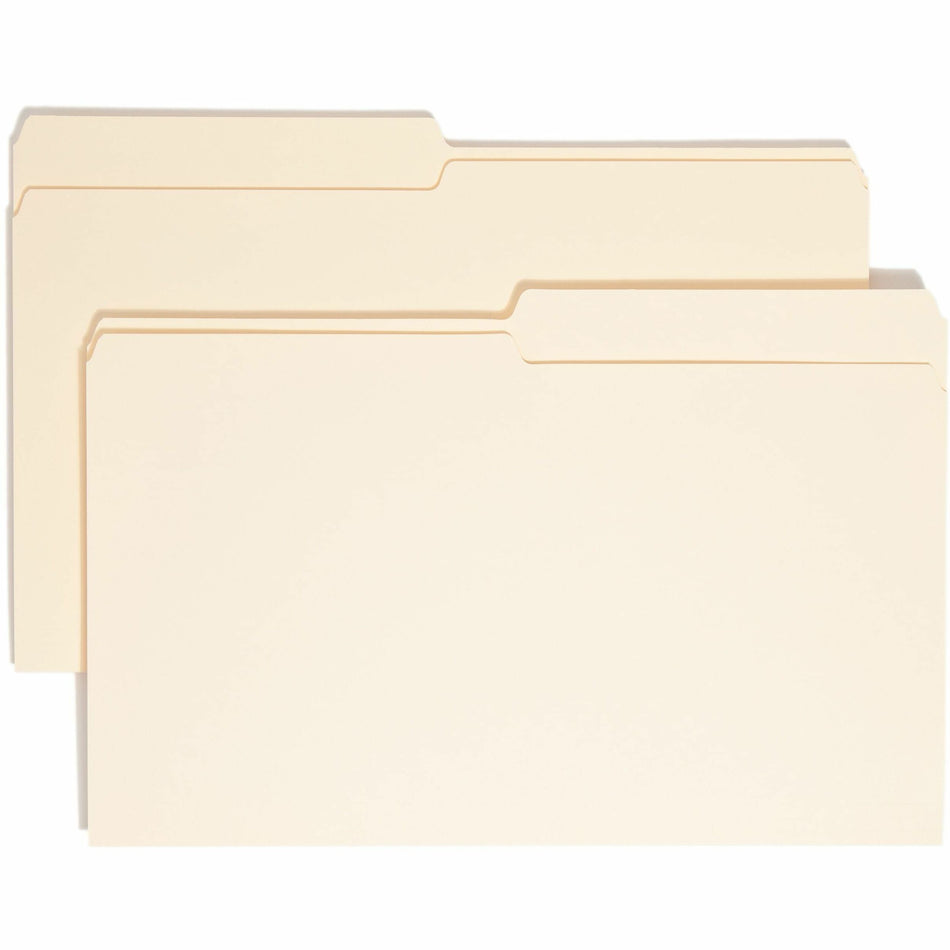 Smead 1/2 Tab Cut Legal Recycled Top Tab File Folder - 8 1/2" x 14" - 3/4" Expansion - Top Tab Location - Assorted Tab Position - 11 pt. - 1 Plys - Manila - 10% Recycled - 100 / Box