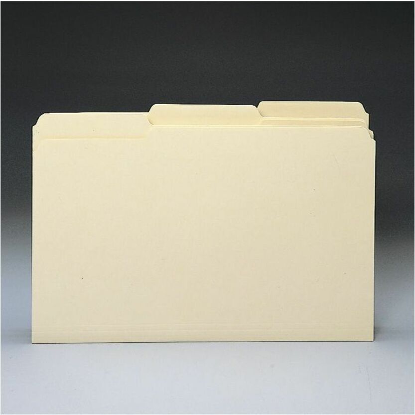 Smead 1/3 Tab Cut Legal Recycled Top Tab File Folder - 8 1/2" x 14" - 3/4" Expansion - Top Tab Location - Assorted Tab Position - 11 pt. - 1 Plys - Manila - 10% Recycled - 100 / Box