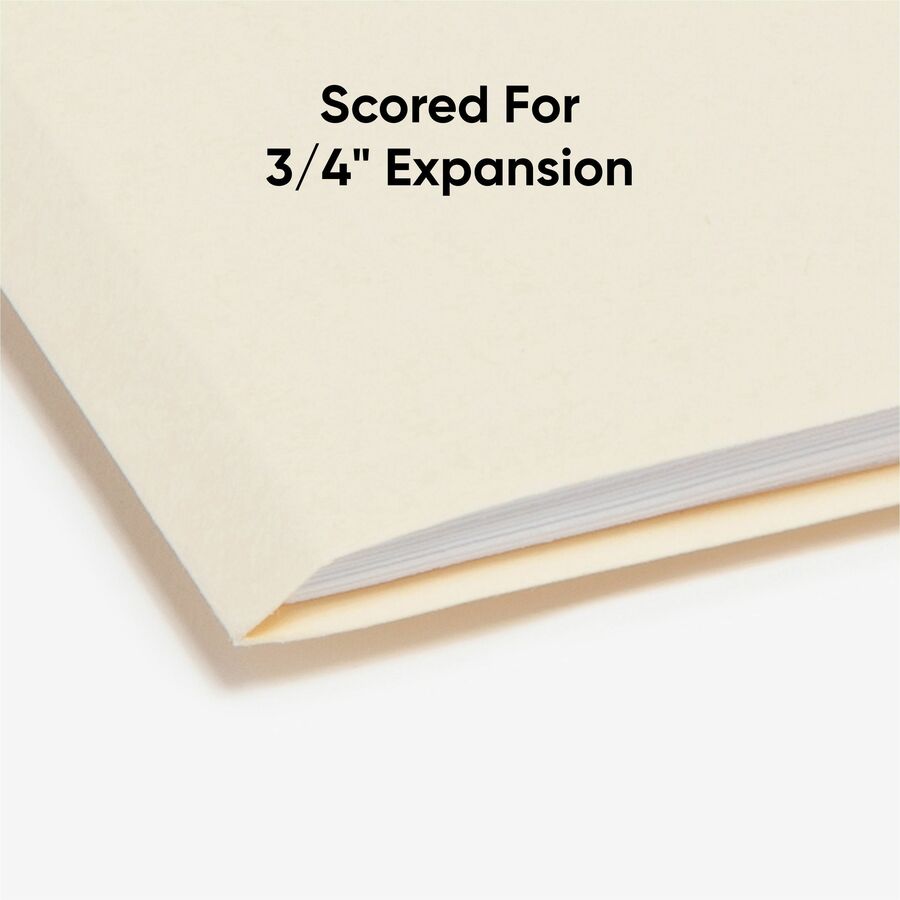 Smead 1/3 Tab Cut Legal Recycled Top Tab File Folder - 8 1/2" x 14" - 3/4" Expansion - Top Tab Location - Assorted Tab Position - 11 pt. - 1 Plys - Manila - 10% Recycled - 100 / Box