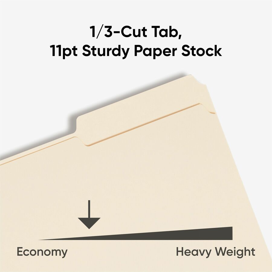 Smead 1/3 Tab Cut Legal Recycled Top Tab File Folder - 8 1/2" x 14" - 3/4" Expansion - Top Tab Location - Assorted Tab Position - 11 pt. - 1 Plys - Manila - 10% Recycled - 100 / Box