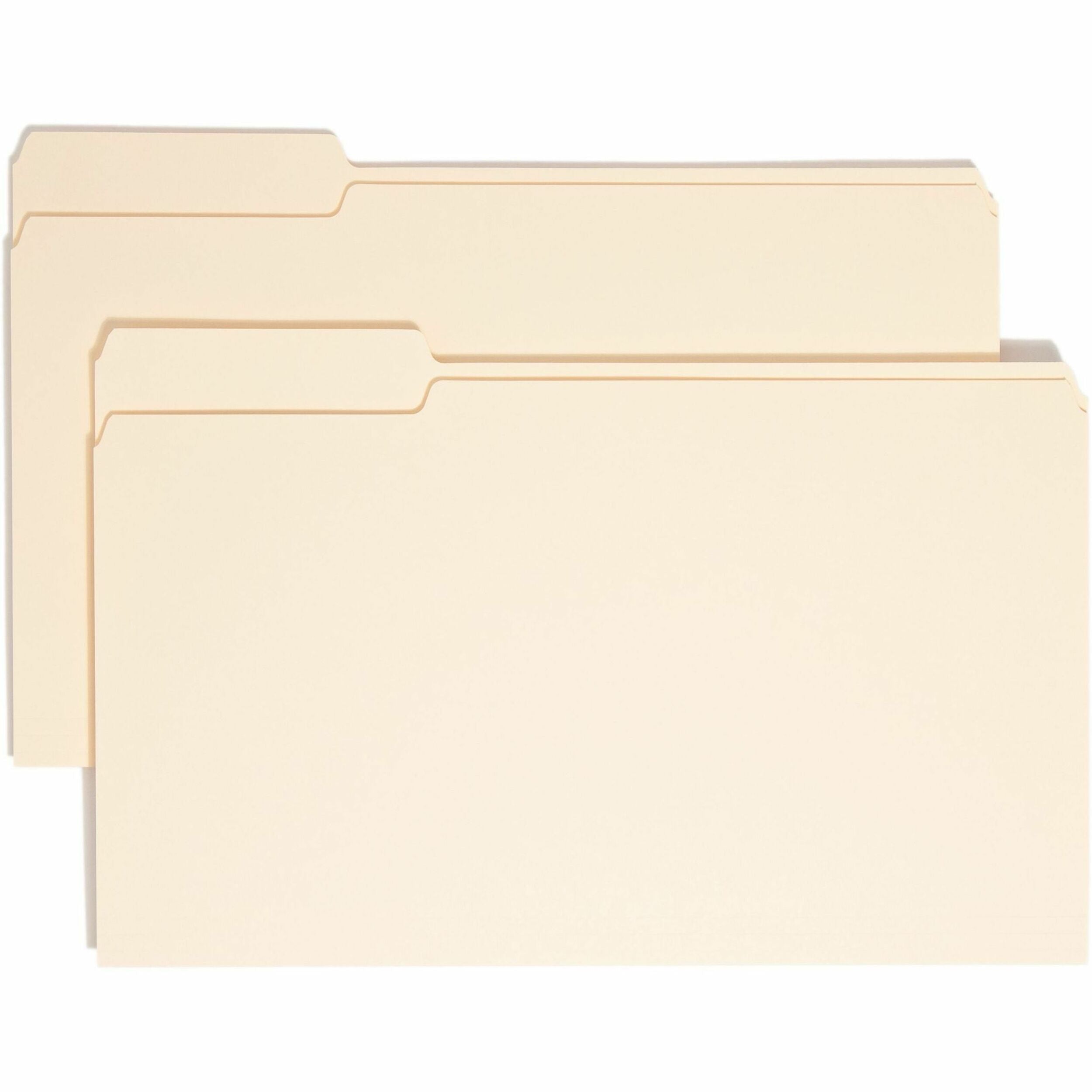 Smead 1/3 Tab Cut Legal Recycled Top Tab File Folder - 8 1/2" x 14" - 3/4" Expansion - Top Tab Location - Left Tab Position - 11 pt. - 1 Plys - Manila - 10% Recycled - 100 / Box