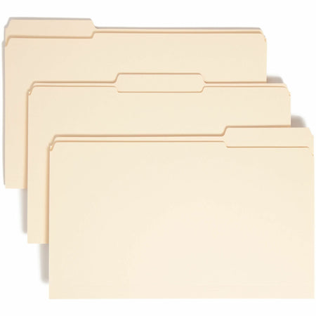 Smead 1/3 Tab Cut Legal Recycled Top Tab File Folder - 8 1/2" x 14" - 3/4" Expansion - Top Tab Location - Assorted Tab Position - 11 pt. - 2 Plys - Manila - Reinforced, Rounded Corner, Durable, Reinforced Tab - 10% Recycled - 100 / Box