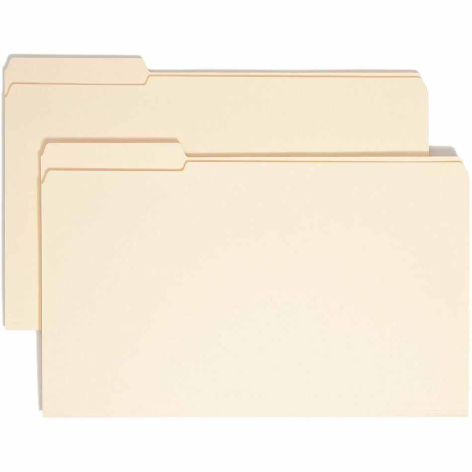 Smead 1/3 Tab Cut Legal Recycled Top Tab File Folder - 8 1/2" x 14" - 3/4" Expansion - Top Tab Location - Left Tab Position - 11 pt. - 2 Plys - Manila - Reinforced, Durable, Reinforced Tab, Rounded Corner - 10% Recycled - 100 / Box
