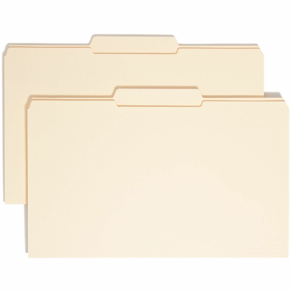 Smead 1/3 Tab Cut Legal Recycled Top Tab File Folder - 8 1/2" x 14" - 3/4" Expansion - Top Tab Location - Center Tab Position - 11 pt. - 2 Plys - Manila - Reinforced, Rounded Corner, Durable, Reinforced Tab - 10% Recycled - 100 / Box