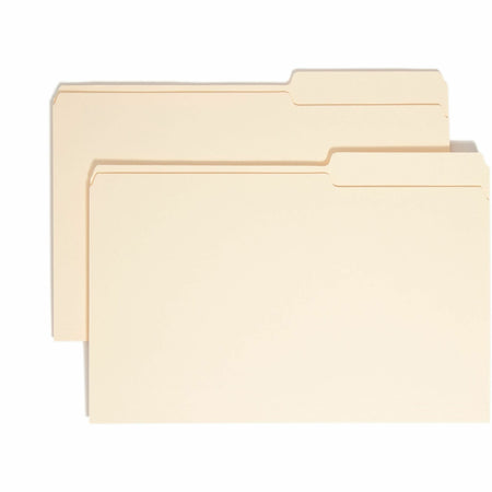 Smead 2/5 Tab Cut Legal Recycled Top Tab File Folder - 8 1/2" x 14" - 3/4" Expansion - Top Tab Location - Right Tab Position - 11 pt. - 1 Plys - Manila - Rounded Corner - 10% Recycled - 100 / Box