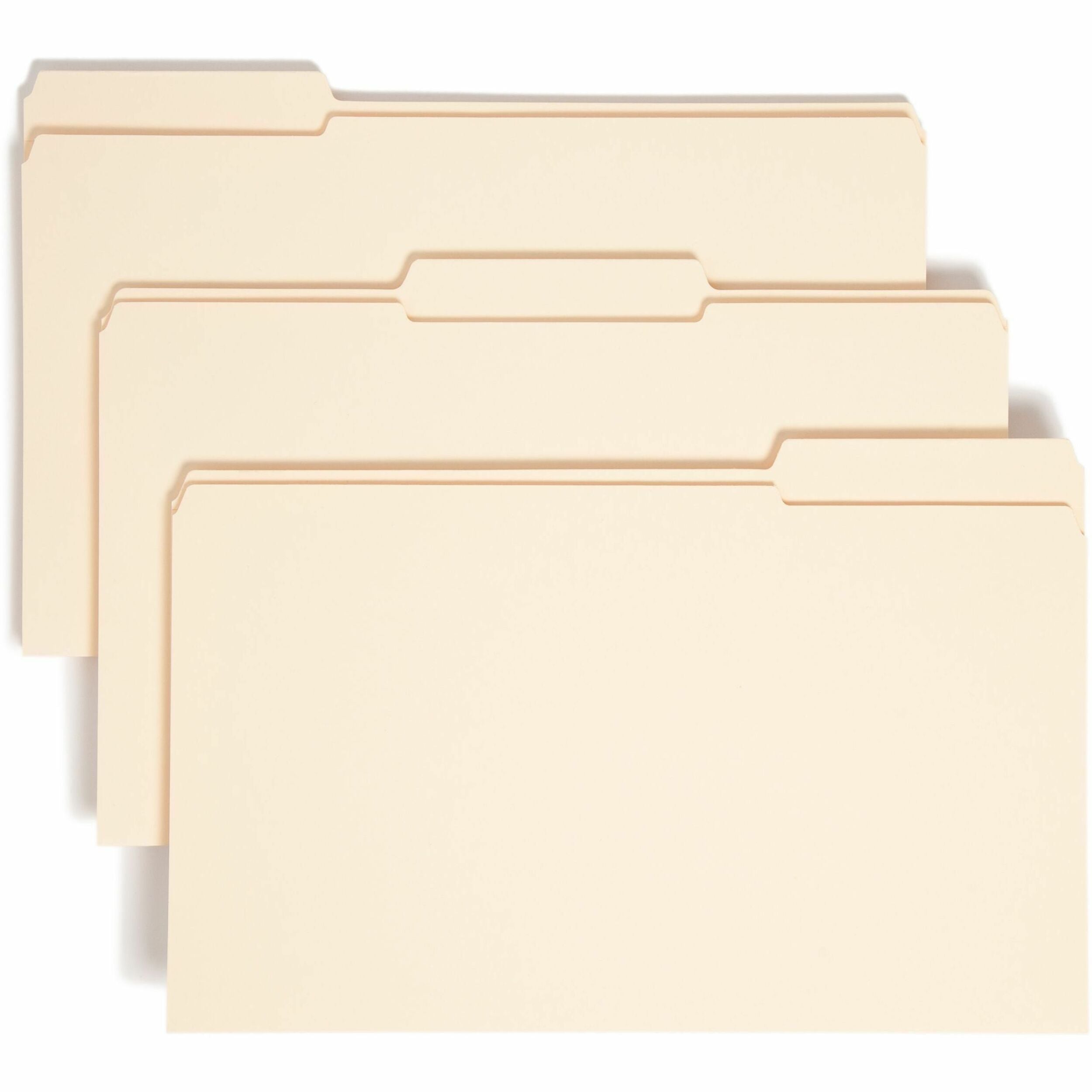 Smead 1/3 Tab Cut Legal Recycled Expanding File - 8 1/2" x 14" - 1 1/2" Expansion - Top Tab Location - Assorted Tab Position - 14 pt. - 2 Plys - Manila - 10% Recycled - 50 / Box