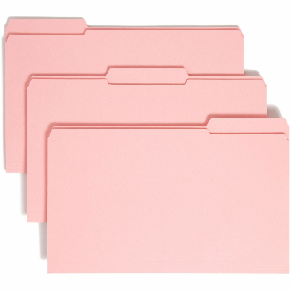 Smead Colored 1/3 Tab Cut Legal Recycled Top Tab File Folder - 8 1/2" x 14" - 3/4" Expansion - Top Tab Location - Assorted Tab Position - 11 pt. - 2 Plys - Pink - 10% Recycled - 100 / Box