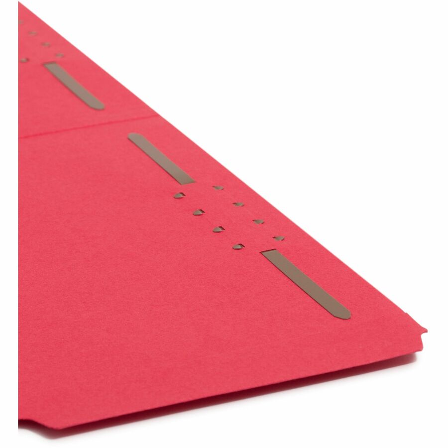 Smead Colored 1/3 Tab Cut Legal Recycled Fastener Folder - 8 1/2" x 14" - 3/4" Expansion - 2 x 2K Fastener(s) - 2" for Folder - Top Tab Location - Assorted Tab Position - 11 pt. - 2 Plys - Red - Reinforced Tab - 10% Recycled - 50 / Box