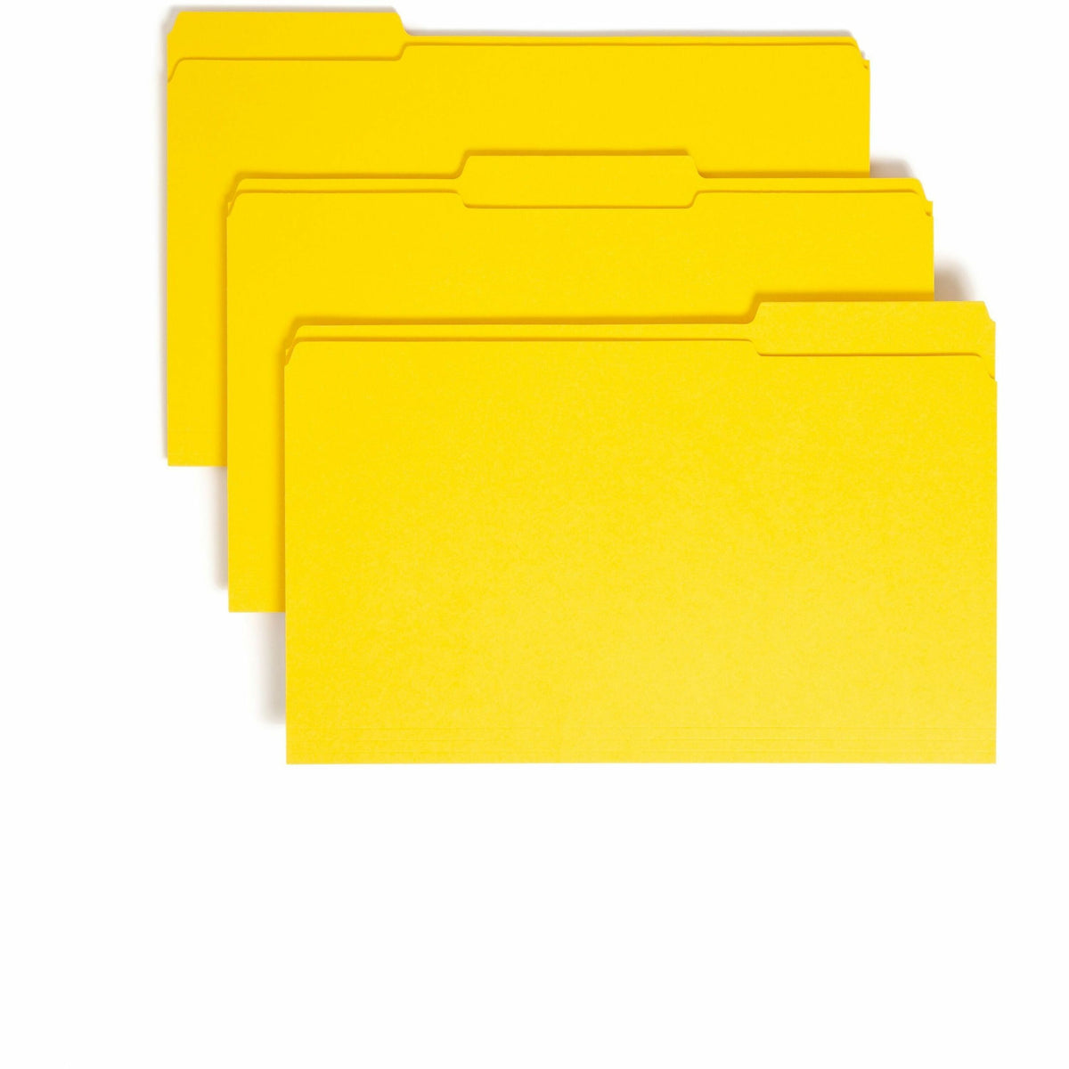 Smead Colored 1/3 Tab Cut Legal Recycled Top Tab File Folder - 8 1/2" x 14" - 3/4" Expansion - Top Tab Location - Assorted Tab Position - 11 pt. - 2 Plys - Yellow - 10% Recycled - 100 / Box