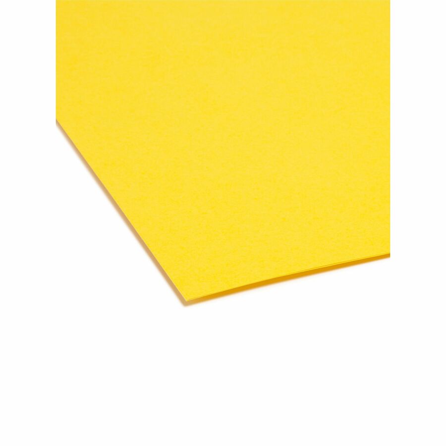 Smead Colored 1/3 Tab Cut Legal Recycled Top Tab File Folder - 8 1/2" x 14" - 3/4" Expansion - Top Tab Location - Assorted Tab Position - 11 pt. - 1 Plys - Vinyl - Yellow - Rounded Corner - 10% Recycled - 100 / Box