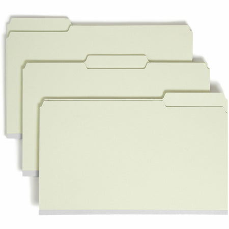 Smead 1/3 Tab Cut Legal Recycled Top Tab File Folder - 8 1/2" x 14" - 2" Expansion - Top Tab Location - Assorted Tab Position - 25 pt. - Pressboard - Gray, Green - Heavy Duty, Rounded Corner, Wear Resistant, Tear Resistant - 100% Recycled - 25 / Box