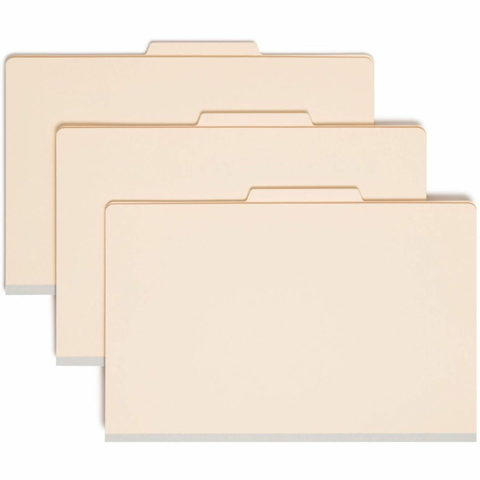 Smead 2/5 Tab Cut Legal Recycled Classification Folder - 8 1/2" x 14" - 2" Expansion - 2 x 2B Fastener(s) - 2" for Folder - Top Tab Location - Right of Center Tab Position - 1 Divider(s) - 18 pt. - 2 Plys - Manila - 10% Recycled - 10 / Box