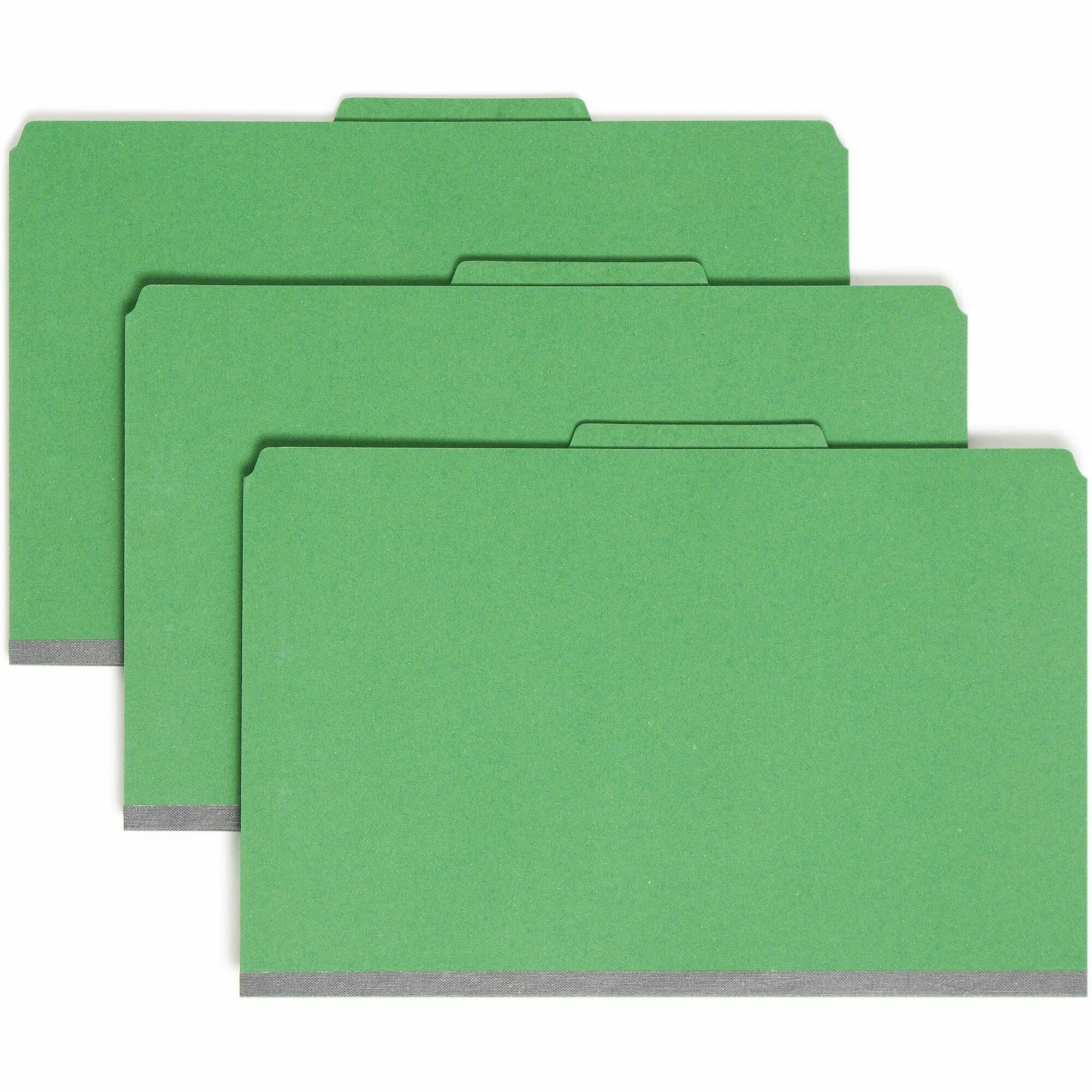 Smead SafeSHIELD 2/5 Tab Cut Legal Recycled Classification Folder - 8 1/2" x 14" - 2" Expansion - 2 x 2S Fastener(s) - 2" for Folder - Top Tab Location - Right of Center Tab Position - 2 Divider(s) - 25 pt. - Pressboard - Green - 100% Recycled - 10 / Box