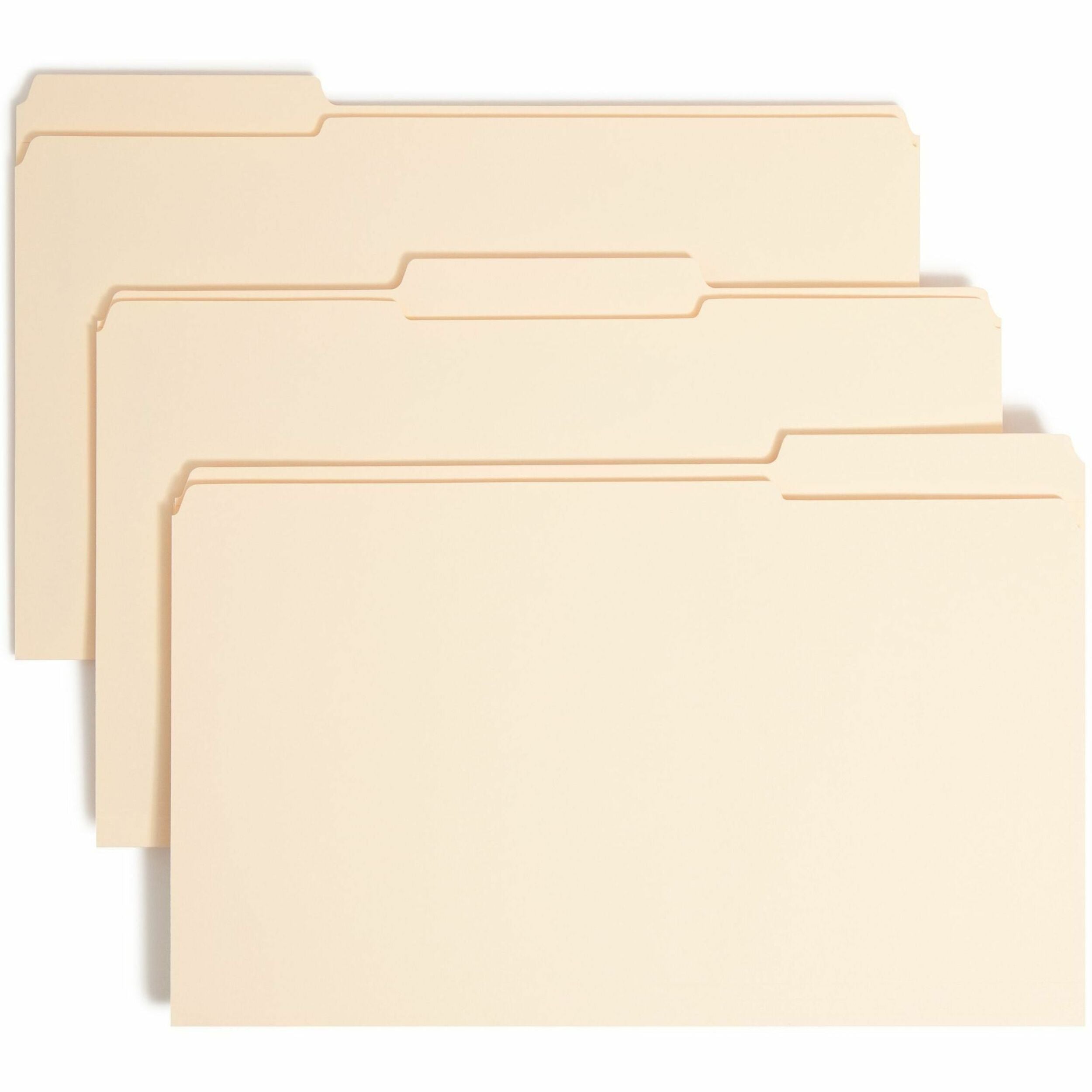 Smead 1/3 Tab Cut Legal Recycled Fastener Folder - 8 1/2" x 14" - 3/4" Expansion - 1 x 2K Fastener(s) - 2" for Folder - Top Tab Location - Assorted Tab Position - 11 pt. - 2 Plys - Manila - Reinforced Tab - 10% Recycled - 50 / Box