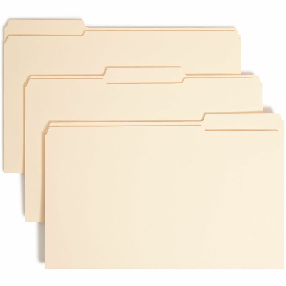 Smead 1/3 Tab Cut Legal Recycled Fastener Folder - 8 1/2" x 14" - 3/4" Expansion - 1 x 2K Fastener(s) - 2" for Folder - Top Tab Location - Assorted Tab Position - 11 pt. - 2 Plys - Manila - Reinforced Tab - 10% Recycled - 50 / Box