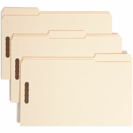 Smead 1/3 Tab Cut Legal Recycled Fastener Folder - 8 1/2" x 14" - 3/4" Expansion - 2 x 2K Fastener(s) - 2" for Folder - Top Tab Location - Assorted Tab Position - 11 pt. - 2 Plys - Manila - Reinforced Tab - 10% Recycled - 50 / Box