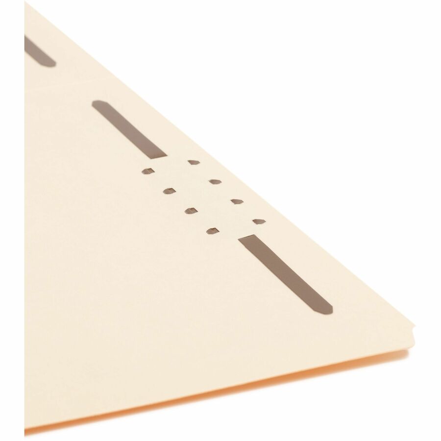 Smead 2/5 Tab Cut Legal Recycled Fastener Folder - 8 1/2" x 14" - 3/4" Expansion - 2 x 2K Fastener(s) - 2" for Folder - Top Tab Location - Right Tab Position - 11 pt. - 2 Plys - Manila - 10% Recycled - 50 / Box