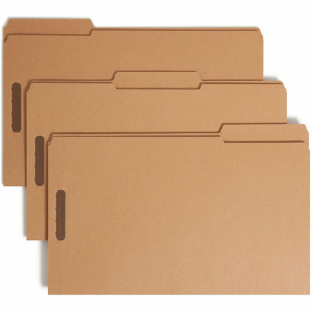 Smead 1/3 Tab Cut Legal Recycled Fastener Folder - 8 1/2" x 14" - 3/4" Expansion - 2 x 2K Fastener(s) - 2" for Folder - Top Tab Location - Assorted Tab Position - 11 pt. - 2 Plys - Kraft - Reinforced Tab - 10% Recycled - 50 / Box