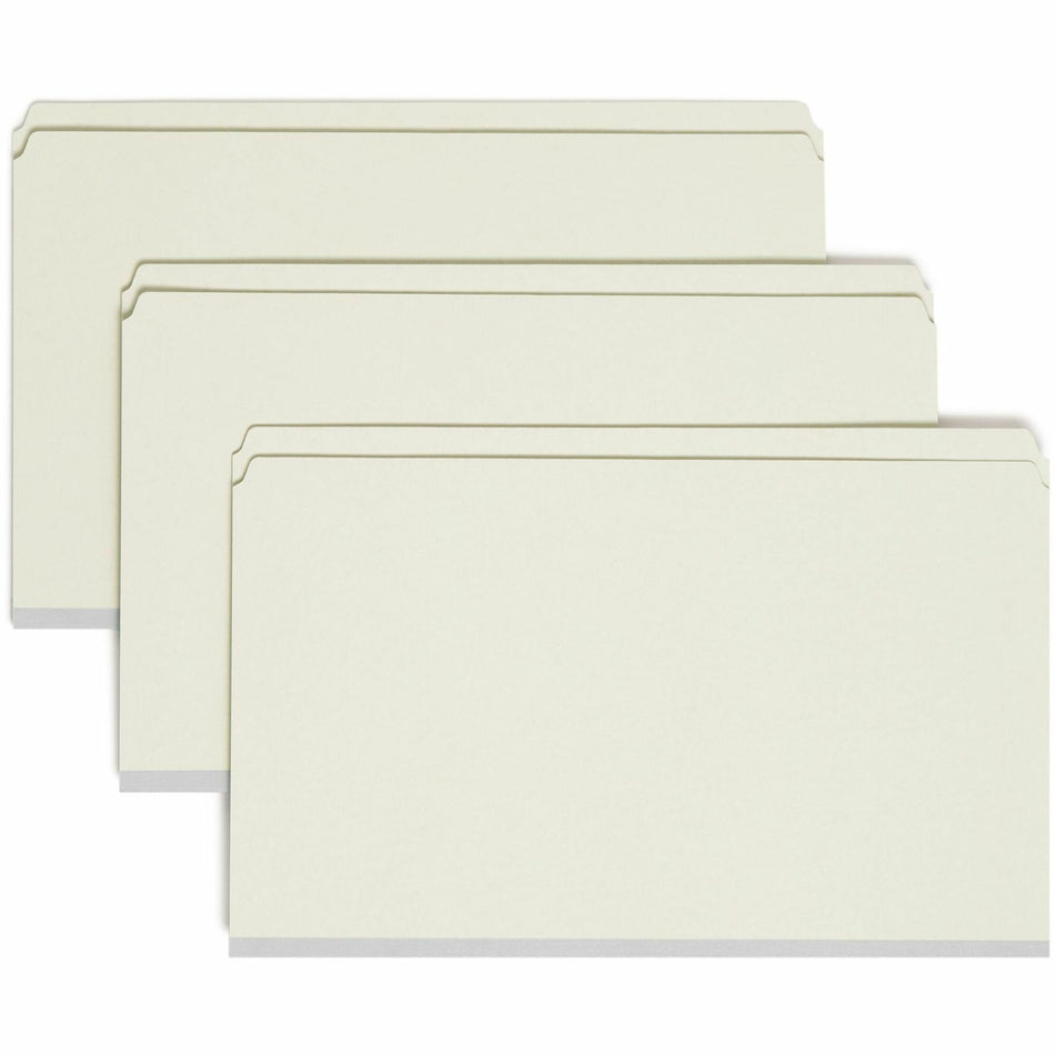 Smead Straight Tab Cut Legal Recycled Fastener Folder - 8 1/2" x 14" - 2" Expansion - 2 x 2S Fastener(s) - 2" for Folder - 25 pt. - Pressboard - Gray, Green - 100% Recycled - 25 / Box