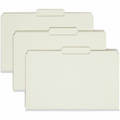 Smead Legal Fastener Folder - 2" Expansion, 25pt Pressboard - Gray/Green - 100% Recycled