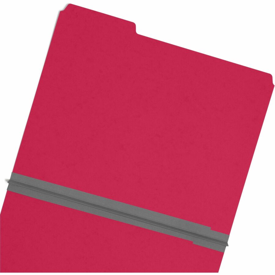 Smead Colored 1/3 Tab Cut Letter Recycled Top Tab File Folder - 8 1/2" x 11" - 1" Expansion - Top Tab Location - Assorted Tab Position - 25 pt. - Pressboard - Bright Red - Rounded Corner, Tear Resistant, Wear Resistant - 100% Recycled - 25 / Box
