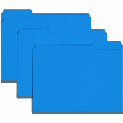 Smead Colored 1/3 Tab Cut Letter Recycled Top Tab File Folder - 8 1/2" x 11" - 1" Expansion - Top Tab Location - Assorted Tab Position - 25 pt. - Pressboard - Dark Blue - Rounded Corner, Tear Resistant, Wear Resistant - 100% Recycled - 25 / Box