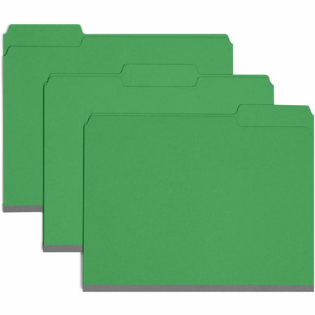 Smead Colored 1/3 Tab Cut Letter Recycled Top Tab File Folder - 8 1/2" x 11" - 1" Expansion - Top Tab Location - Assorted Tab Position - 25 pt. - Pressboard - Green - Tear Resistant, Wear Resistant - 100% Recycled - 25 / Box