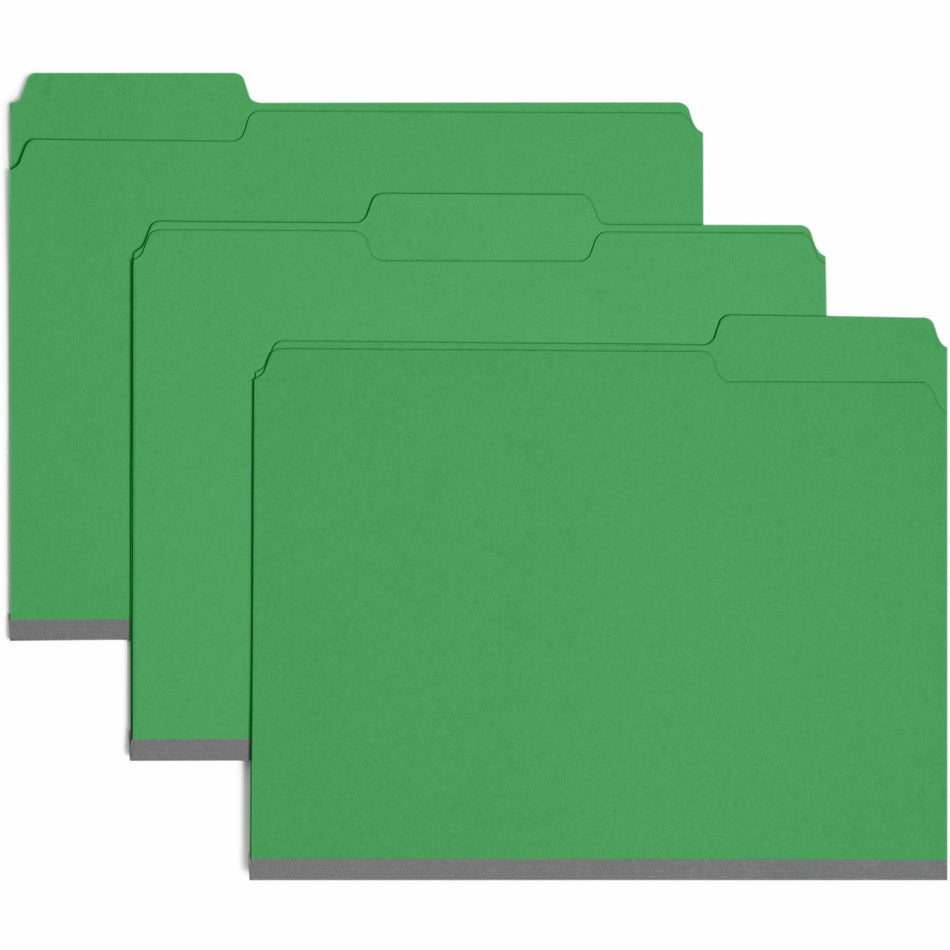 Smead Colored 1/3 Tab Cut Letter Recycled Top Tab File Folder - 8 1/2" x 11" - 1" Expansion - Top Tab Location - Assorted Tab Position - 25 pt. - Pressboard - Green - Tear Resistant, Wear Resistant - 100% Recycled - 25 / Box