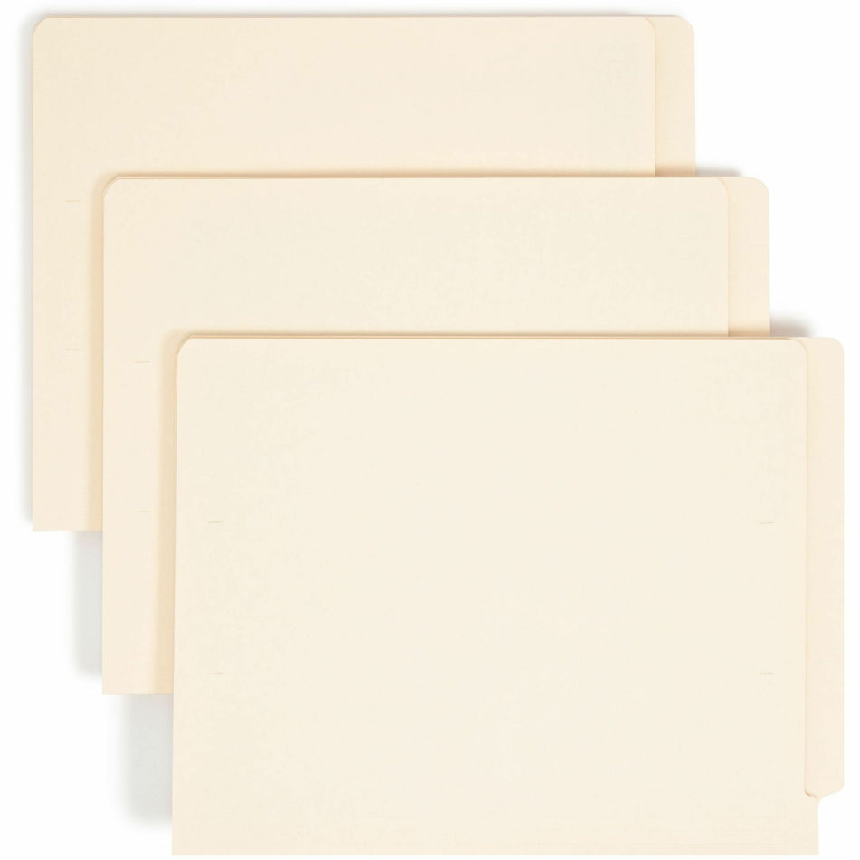 Smead Shelf-Master Straight Tab Cut Letter Recycled End Tab File Folder - 8 1/2" x 11" - 3/4" Expansion - 11 pt. - 2 Plys - Manila - Reinforced Tab, Embossed - 10% Recycled - 100 / Box