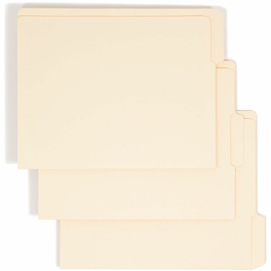 Smead Shelf-Master 1/3 Tab Cut Letter Recycled End Tab File Folder - 8 1/2" x 11" - 3/4" Expansion - End Tab Location - Assorted Tab Position - 11 pt. - 2 Plys - Manila - Reinforced Tab, Embossed - 10% Recycled - 100 / Box