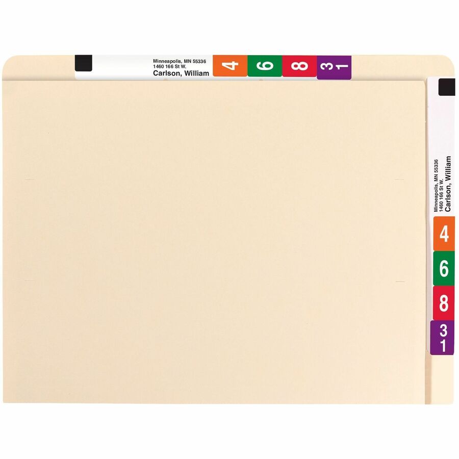 Smead Letter Recycled End Tab File Folder - 8 1/2" x 11" - 3/4" Expansion - 11 pt. - 2 Plys - Manila - 10% Recycled - 100 / Box