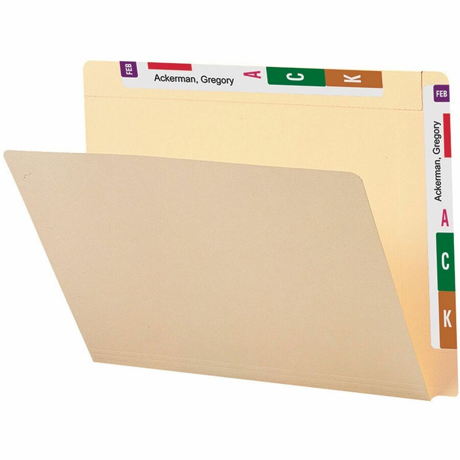 Smead Letter Recycled End Tab File Folder - 8 1/2" x 11" - 3/4" Expansion - 11 pt. - 2 Plys - Manila - 10% Recycled - 100 / Box