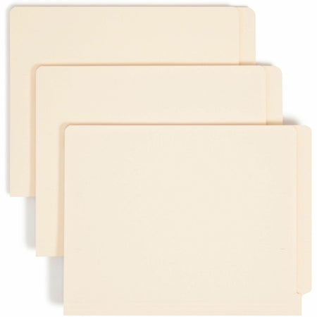 Smead Shelf-Master Straight Tab Cut Letter Recycled End Tab File Folder - 8 1/2" x 11" - 3/4" Expansion - 14 pt. - 2 Plys - Manila - Reinforced Tab, Embossed - 10% Recycled - 50 / Box