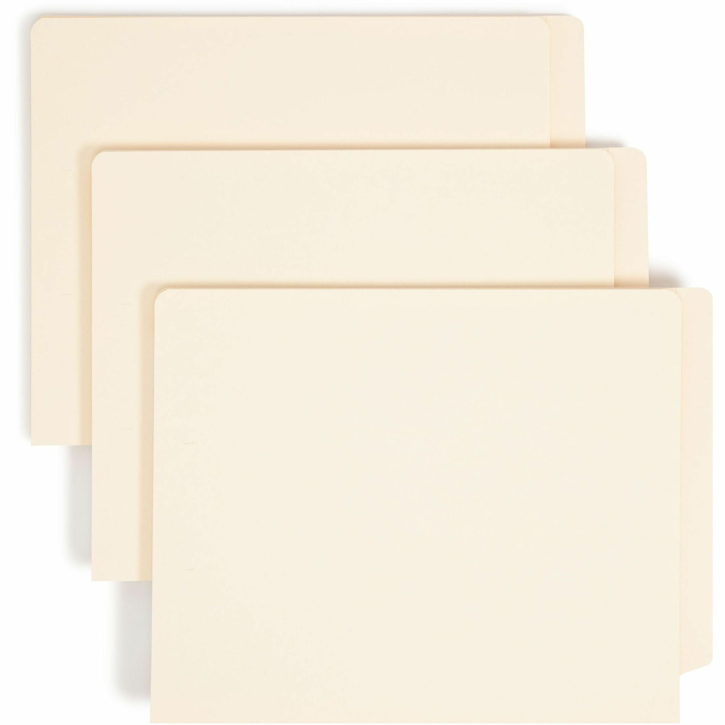 Smead Straight Tab Cut Letter Recycled End Tab File Folder - 8 1/2" x 11" - 1 1/2" Expansion - 14 pt. - 2 Plys - Manila - Reinforced, Embossed - 10% Recycled - 50 / Box