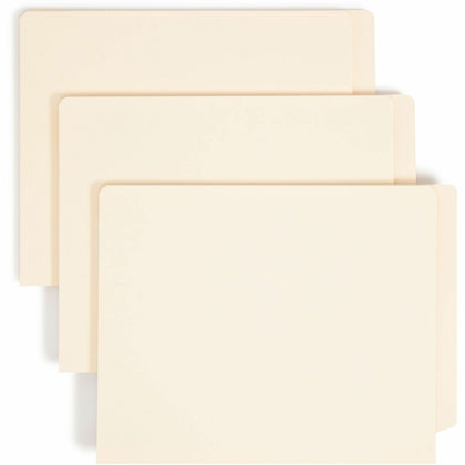 Smead Straight Tab Cut Letter Recycled End Tab File Folder - 8 1/2" x 11" - 1 1/2" Expansion - 14 pt. - 2 Plys - Manila - Reinforced, Embossed - 10% Recycled - 50 / Box