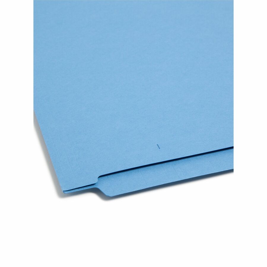 Smead Shelf-Master Straight Tab Cut Letter Recycled End Tab File Folder - 8 1/2" x 11" - 3/4" Expansion - 11 pt. - 2 Plys - Blue - Heavy Duty, Reinforced Tab - 10% Recycled - 100 / Box