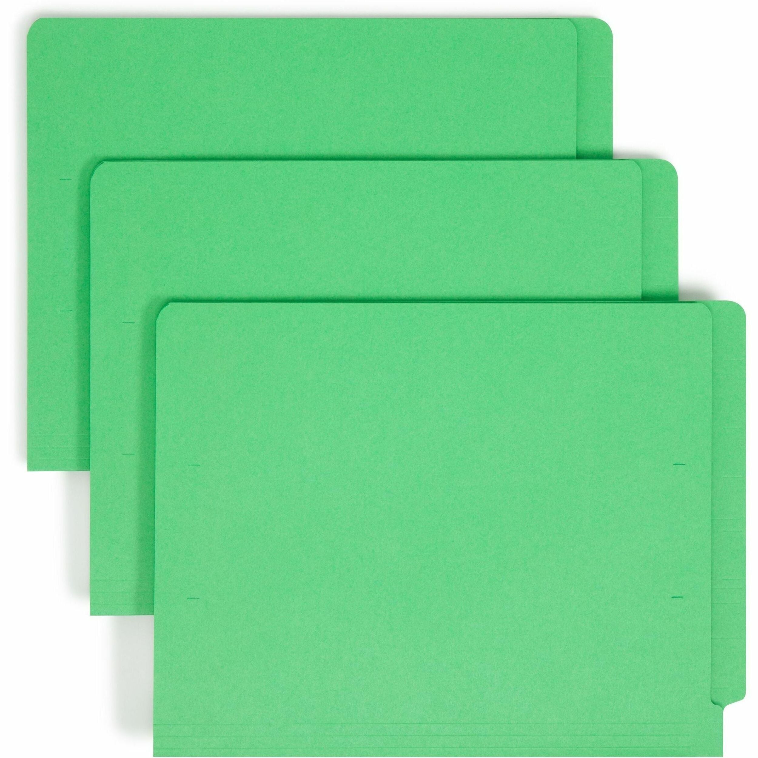 Smead Colored Straight Tab Cut Letter Recycled End Tab File Folder - 8 1/2" x 11" - 3/4" Expansion - 11 pt. - 2 Plys - Green - Heavy Duty, Reinforced Tab - 10% Recycled - 100 / Box