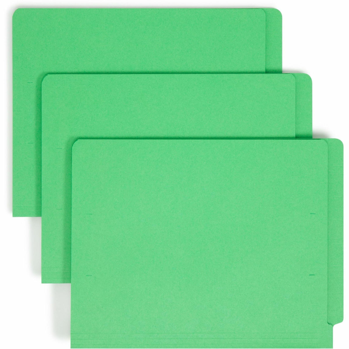 Smead Shelf-Master Straight Tab Cut Letter Recycled Fastener Folder - 8 1/2" x 11" - 3/4" Expansion - 2 x 2B Fastener(s) - 2" for Folder - End Tab Location - 11 pt. - 2 Plys - Green - Heavyweight - 10% Recycled - 50 / Box