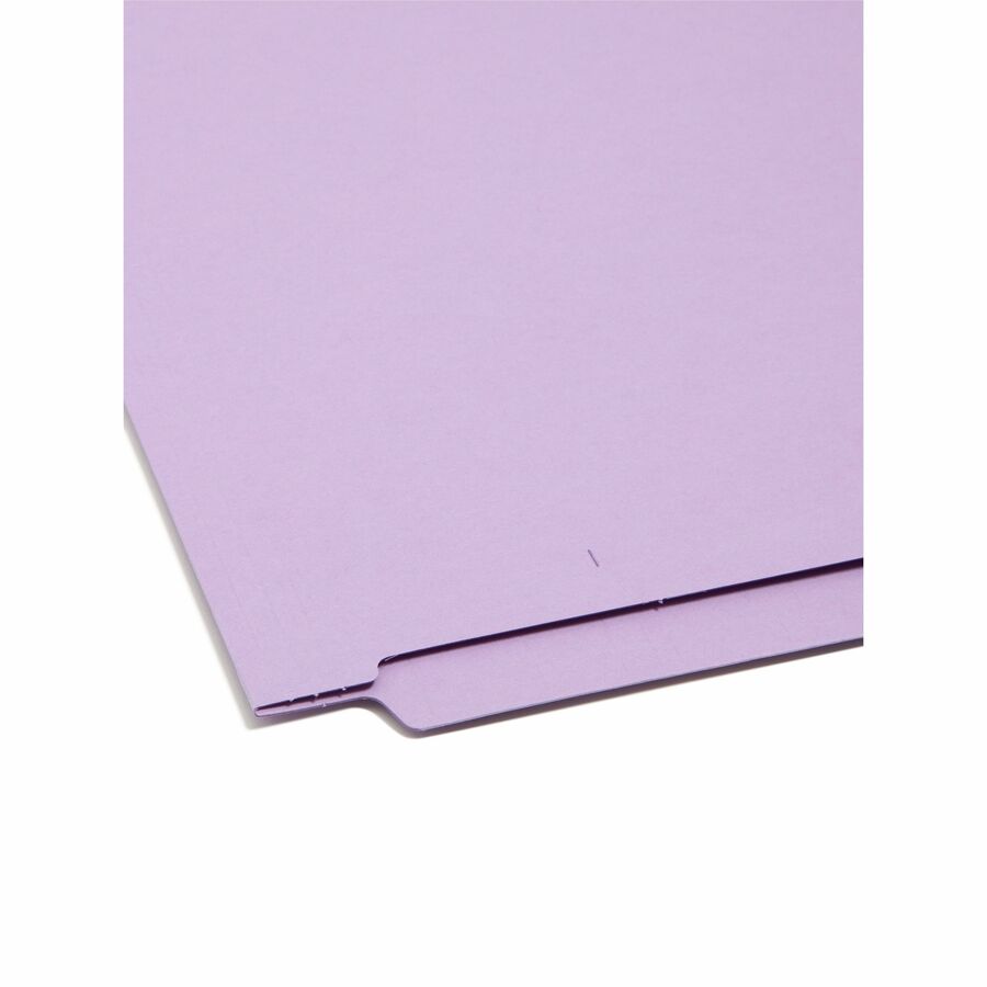 Smead Shelf-Master Straight Tab Cut Letter Recycled End Tab File Folder - 8 1/2" x 11" - 3/4" Expansion - 11 pt. - 2 Plys - Lavender - Heavy Duty, Reinforced Tab - 10% Recycled - 100 / Box