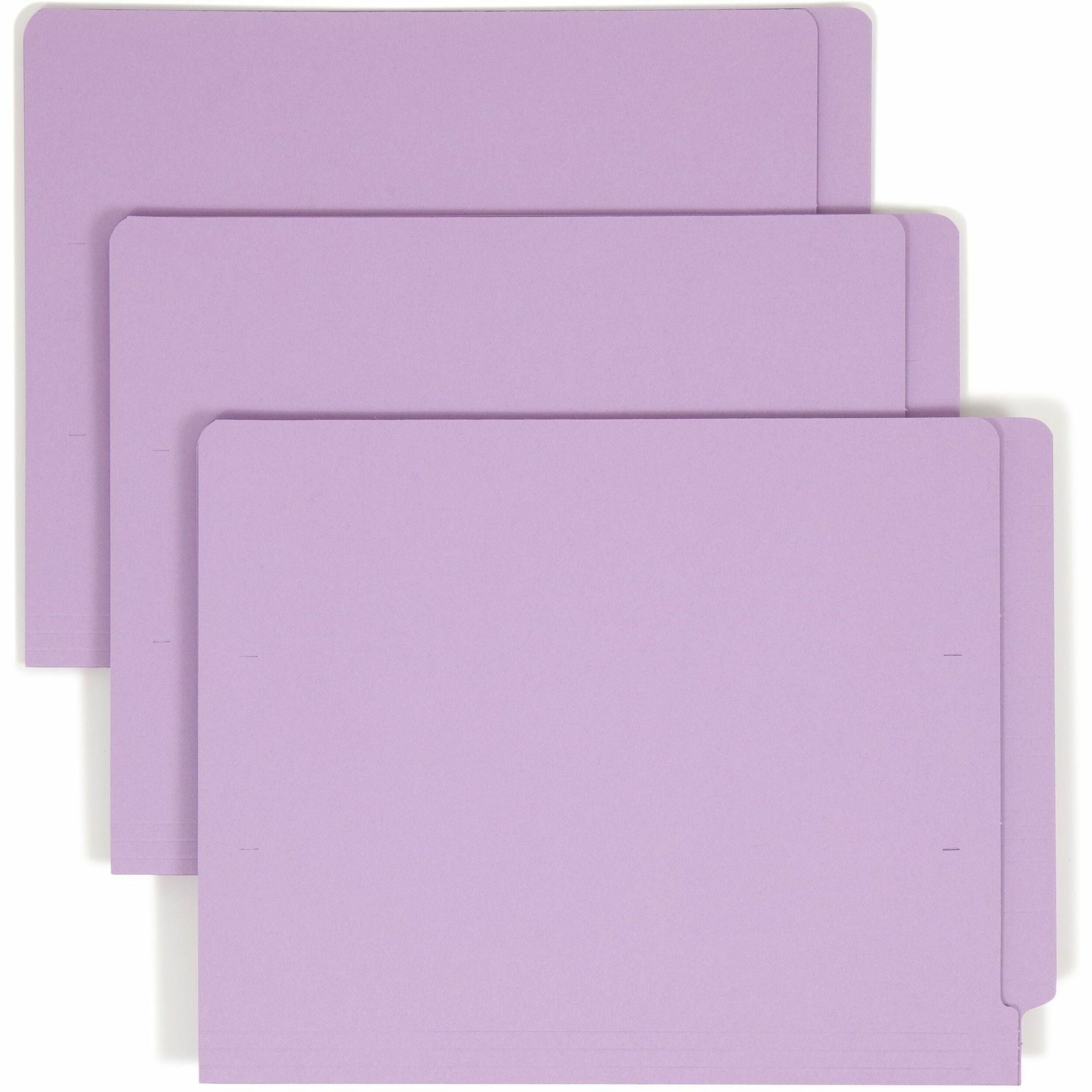 Smead Shelf-Master Straight Tab Cut Letter Recycled End Tab File Folder - 8 1/2" x 11" - 3/4" Expansion - 11 pt. - 2 Plys - Lavender - Heavy Duty, Reinforced Tab - 10% Recycled - 100 / Box